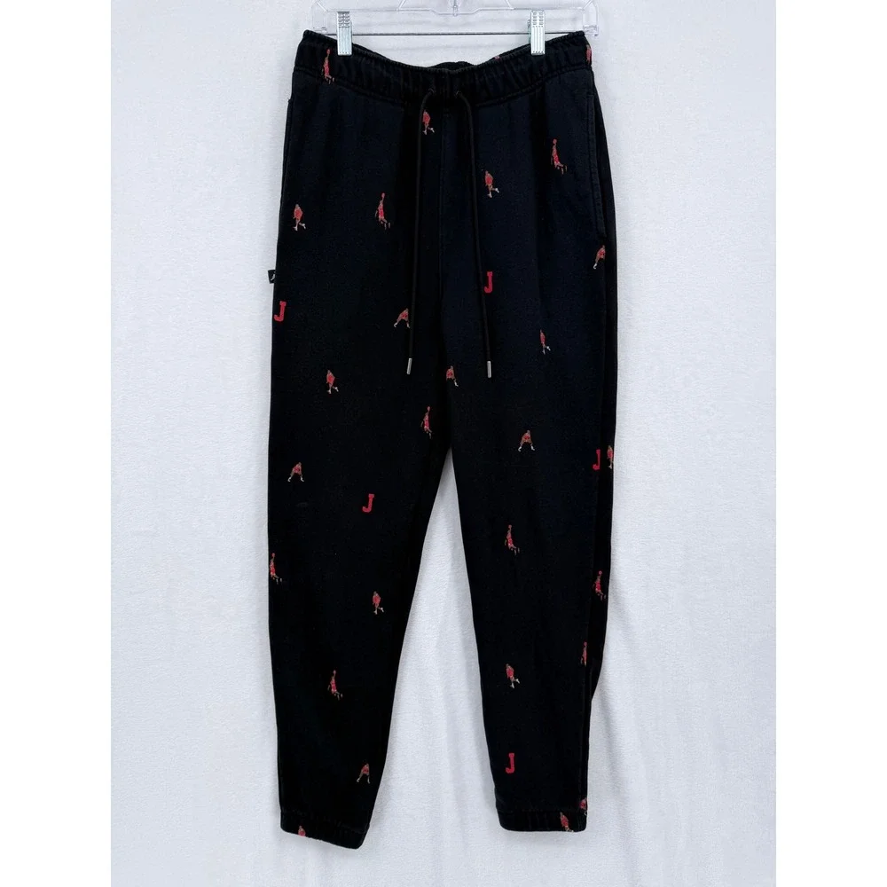 Jordan Mens All Over Print Jumpman Sweatpants Black Size S Retro Streetwear Gym